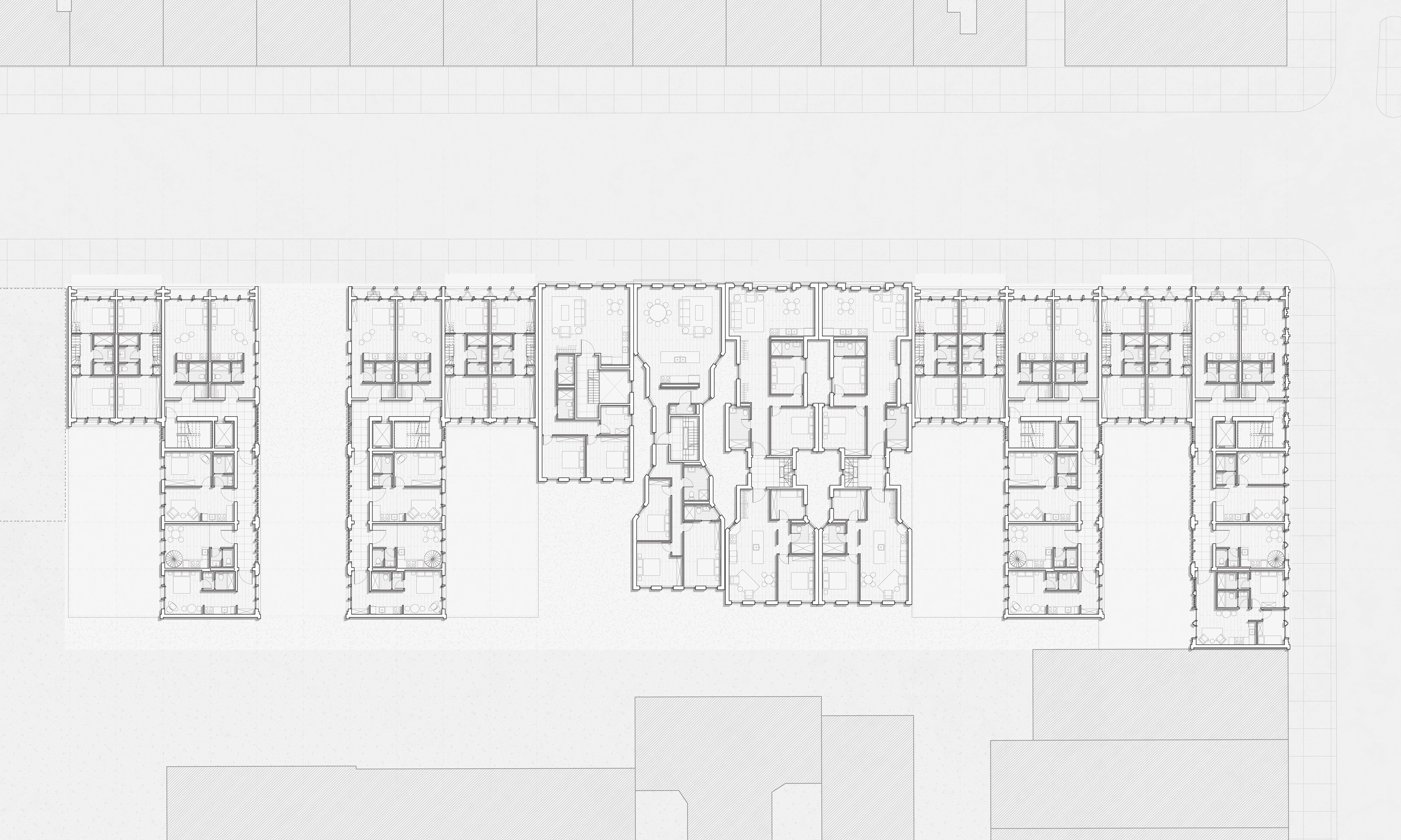 Fourth floor plan, drawn on the same sheet as the ground floor.