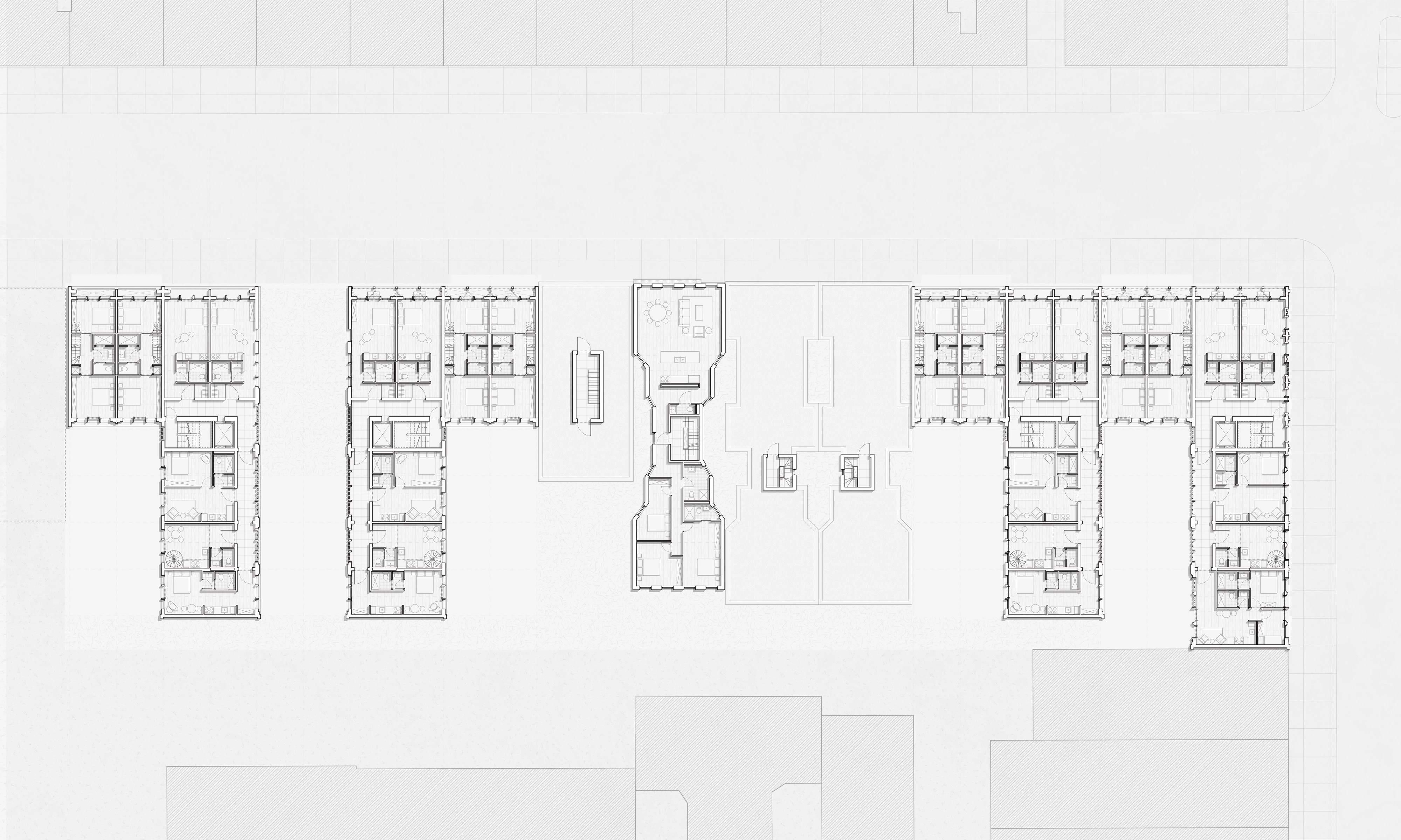 Sixth floor plan, drawn on the same sheet as the ground floor.