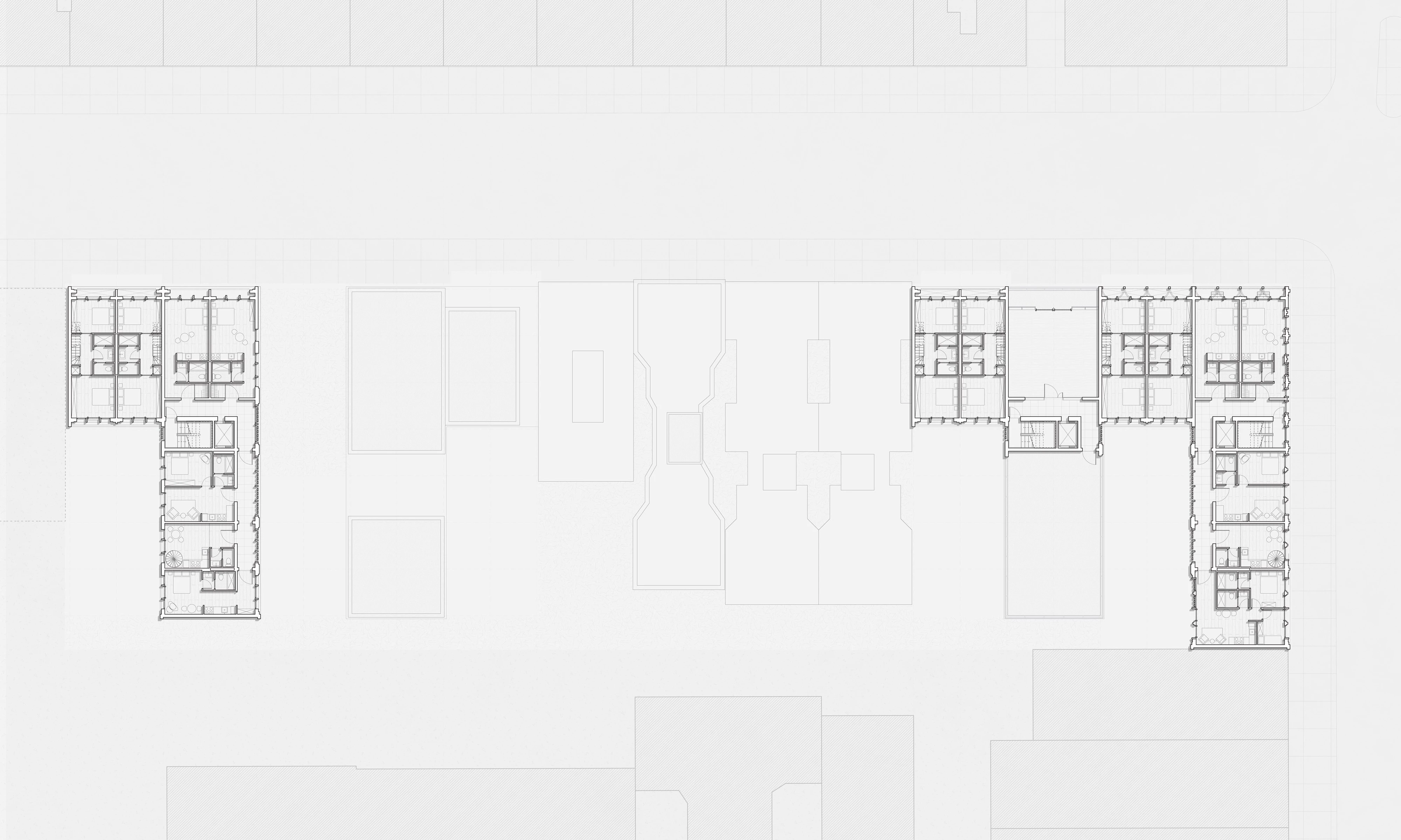 Eighth floor plan, drawn on the same sheet as the ground floor.